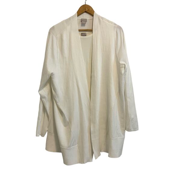 Chico's Cream Open Front Long Cardigan Sweater and Shell Set - Picture 1 of 10